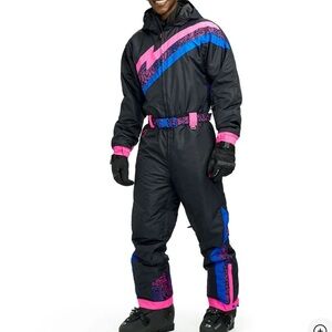 Tipsy Elves Black, Pink, and Blue Ski Suit